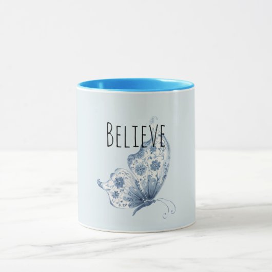 Mug Pretty Blue Believe Butterfly (Centre)