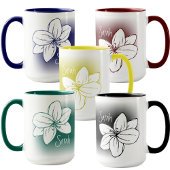 Mug Pretty Blue White Flower Drawing Custom Name