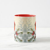 Mug Pretty Christmas Cardinal and Pine Branches (Centre)