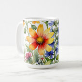 Mug Pretty colorful wildflowers watercolor painting (Devant gauche)