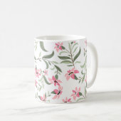Mug Pretty Elegant Pink Floral Pattern White (Devant droit)