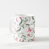 Mug Pretty Elegant Pink Floral Pattern White (Devant gauche)