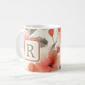 Mug Pretty Flower Monogram Template Personalized (Devant gauche)