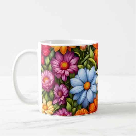 Mug Pretty Flowers, Brightly Colored, (Gauche)