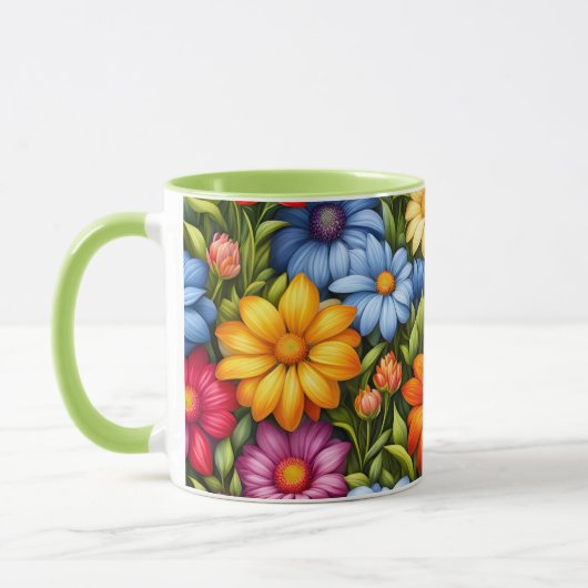 Mug Pretty Flowers, Brightly Colored, (Gauche)