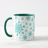 Mug Pretty Green Flammes de neige de Noël sur le blanc (Gauche)
