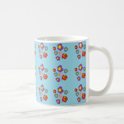 Mug Pretty Ladybug and Flowers Light Blue Pattern (Droite)