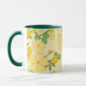 Mug Pretty Pastel Yellow Floral Pattern, (Gauche)