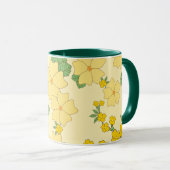 Mug Pretty Pastel Yellow Floral Pattern, (Devant droit)