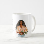 Mug Pretty Peach Floral Dreams Black Lady (Devant droit)