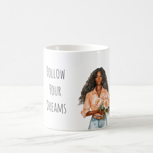 Mug Pretty Peach Floral Dreams Black Lady (Centre)