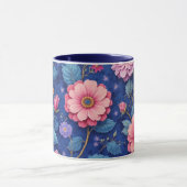 Mug Pretty pink and blue floral pattern (Centre)