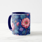 Mug Pretty pink and blue floral pattern (Devant gauche)