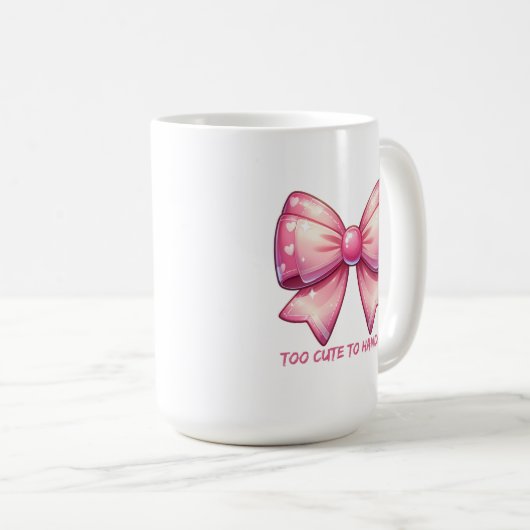 Mug Pretty Pink Bow-Too Cute To Handle (Devant droit)