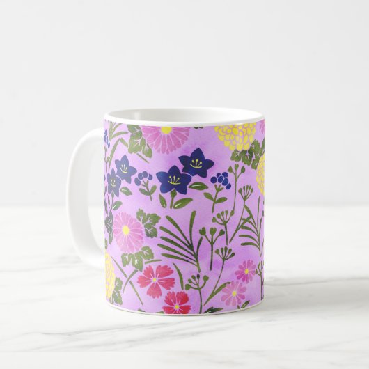 Mug Pretty Purple Vintage Flower Pattern (Devant gauche)