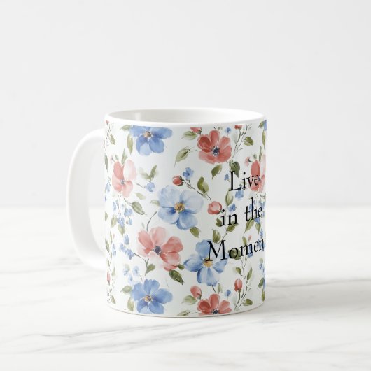 Mug Pretty Red Blue Flowers (Devant gauche)