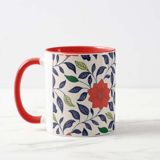 Mug Pretty red floral pattern (Gauche)