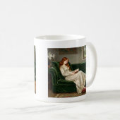 Mug Pretty Red Haired Maiden Reading Book Lover Art (Devant droit)