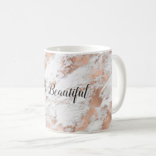 Mug Pretty Rose Gold White Glitzy Marble (Devant droit)