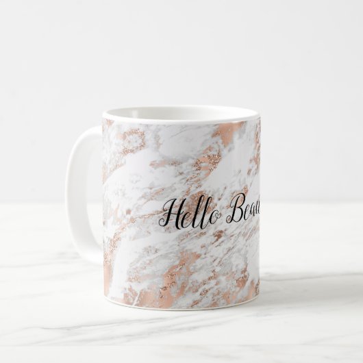Mug Pretty Rose Gold White Glitzy Marble (Devant gauche)
