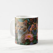 Mug Pretty white orange cat in floral garden (Devant gauche)
