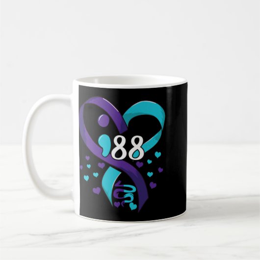 Mug Prevention Awareness 988 Heart Teal And Purple (Gauche)