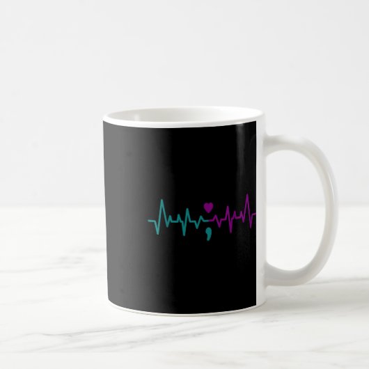 Mug Prévention du suicide Sens point-virgule Restez Cœ (Droite)