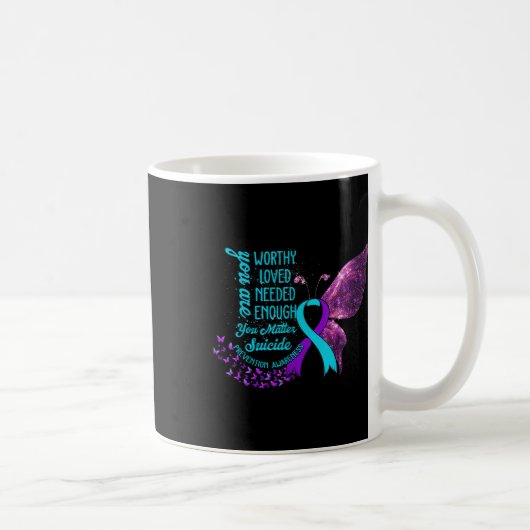Mug Prévention du suicide Sensibilisation digne d'amou (Droite)