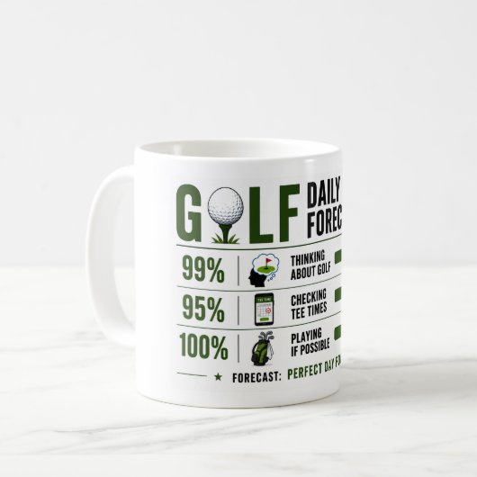 Mug Prévisions météo dicton drôle de golf (Devant gauche)