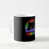 Mug Pride Chat Purride Gay LGBTQ Rainbow Drapeau Rétro (Devant gauche)