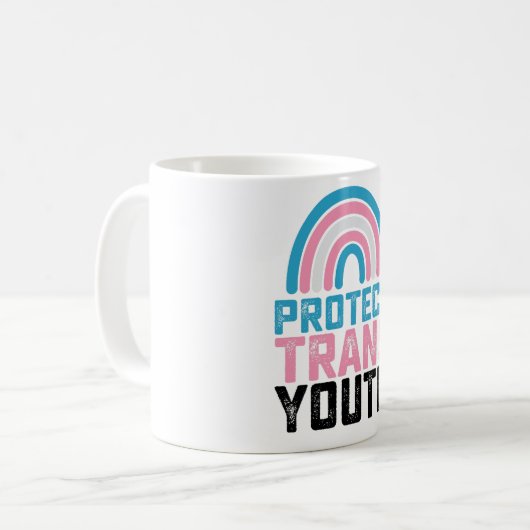 Mug Pride LGBT Protéger les jeunes transgenres transge (Devant gauche)