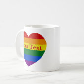 Mug Pride LGBTQ Rainbow Heart drapeau Texte personnali (Devant gauche)