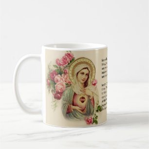 Mug Prière bénie de Memorare de roses de Vierge Mari