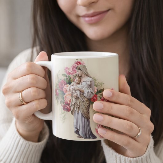 Mug Prière bénie de Memorare de roses de Vierge Marie