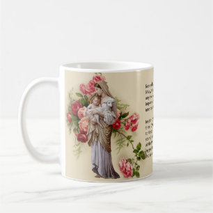 Mug Prière bénie de Memorare de roses de Vierge Marie