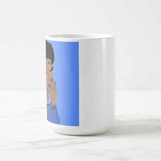 Mug Prière de fille (arrière - plan bleu) (Centre)