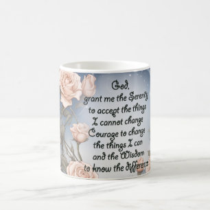 Mug Prière de sérénité avec fleurs et cadre