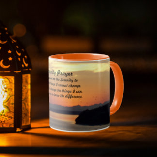 Mug Prière de sérénité Coucher de soleil sur la mer or