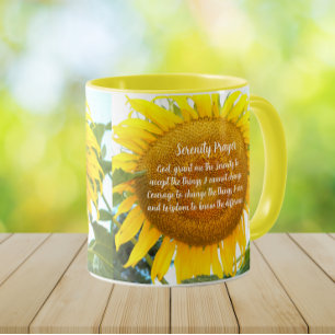 Mug Prière de sérénité Fleur de tournesol jaune Floral