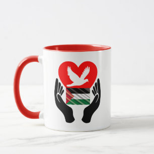 Mug Priez pour la paix en Palestine   Peace Dove Heart