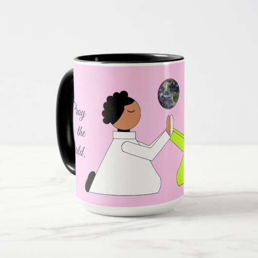 Mug Priez pour le monde : Lavande (Devant gauche)