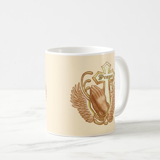 Mug Priez Toujours Croix Chrétienne Musique (Devant droit)