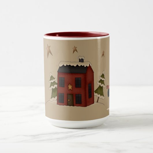 Mug Primitive Red Colonial et Snowman (Centre)