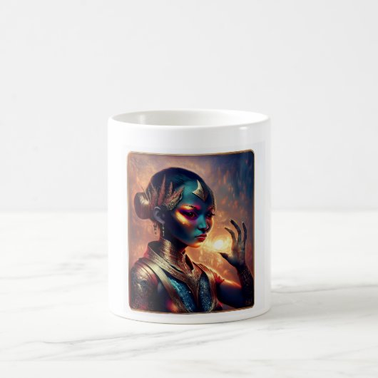 Mug Princesse Alien Sombre Pose Avec Fond de Feu (Centre)