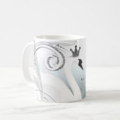 Mug Princesse Cygne Argent & Blanc Tourbillon Chic Con (Devant gauche)