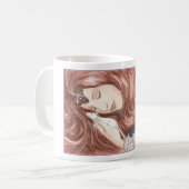 Mug Princesse d'une chevelure rouge et son rat (Devant gauche)