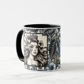Mug Princesse polynésienne Bleu Floral Tribal (Devant gauche)