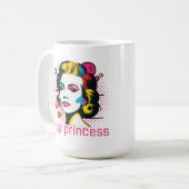 Mug princesse pop, visage femme, visage art abstrait (Devant gauche)