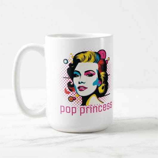 Mug princesse pop, visage femme, visage art abstrait (Gauche)