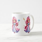 Mug Princesse Rose Avec Baguette Magique Et Tiara (Devant droit)